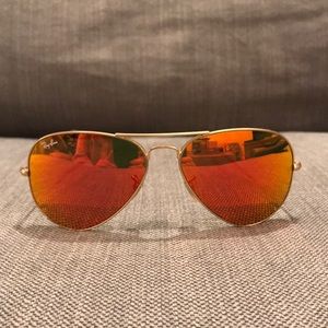 Ray Ban Gold Aviators - orange lenses